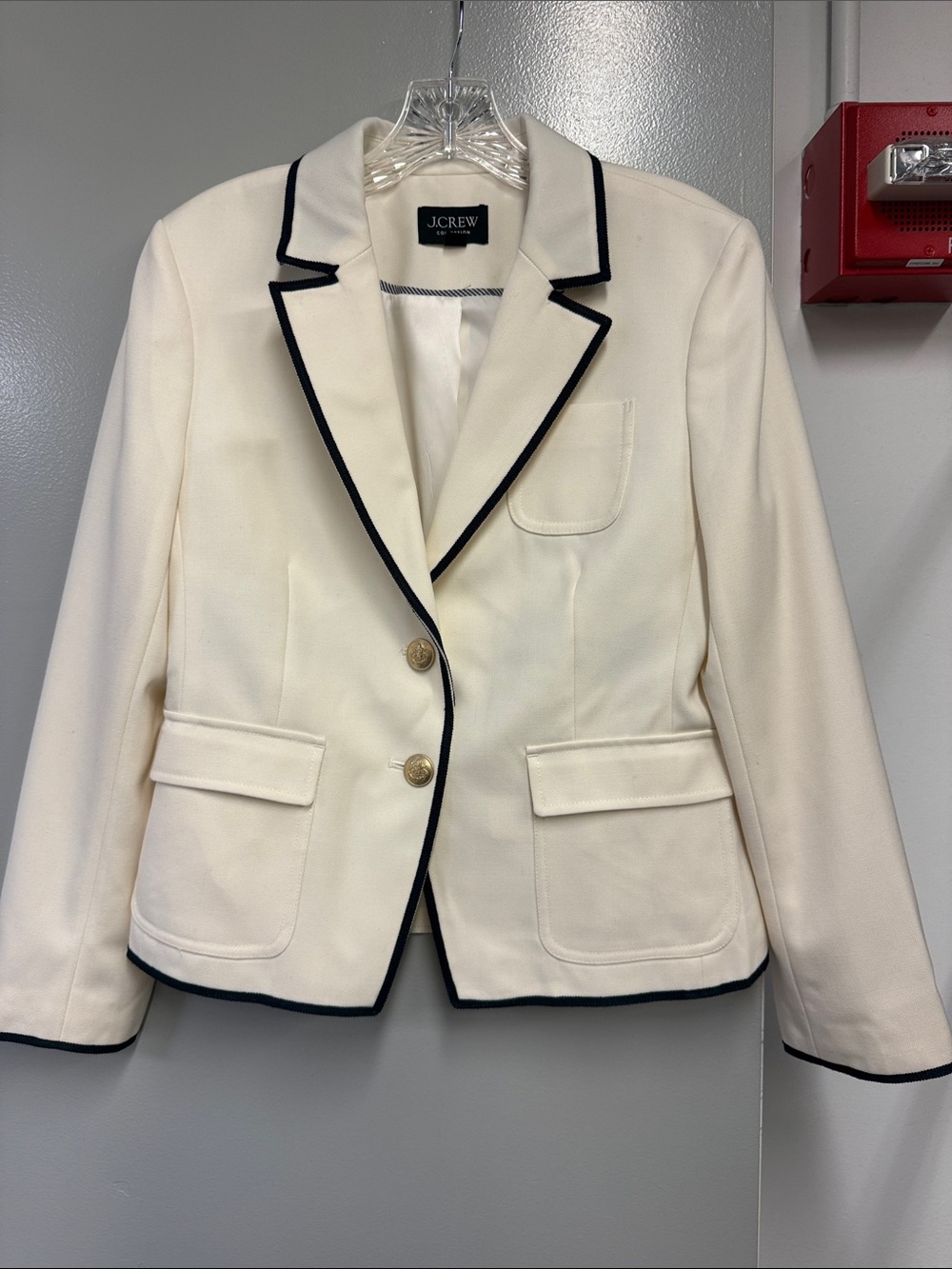 J. Crew Cream Blazer with Navy Trim